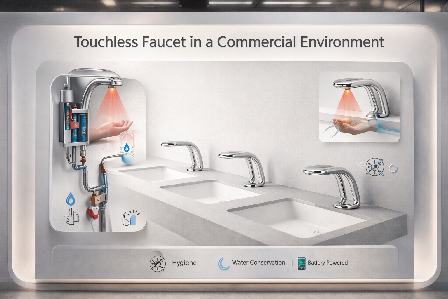 BathSelect touchless commercial soap dispenser design